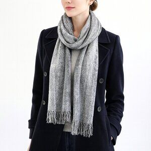 Vtg Chenille Fringe Striped Scarf Classic Cozy Gift Fall Retro Travel Winter Y2K